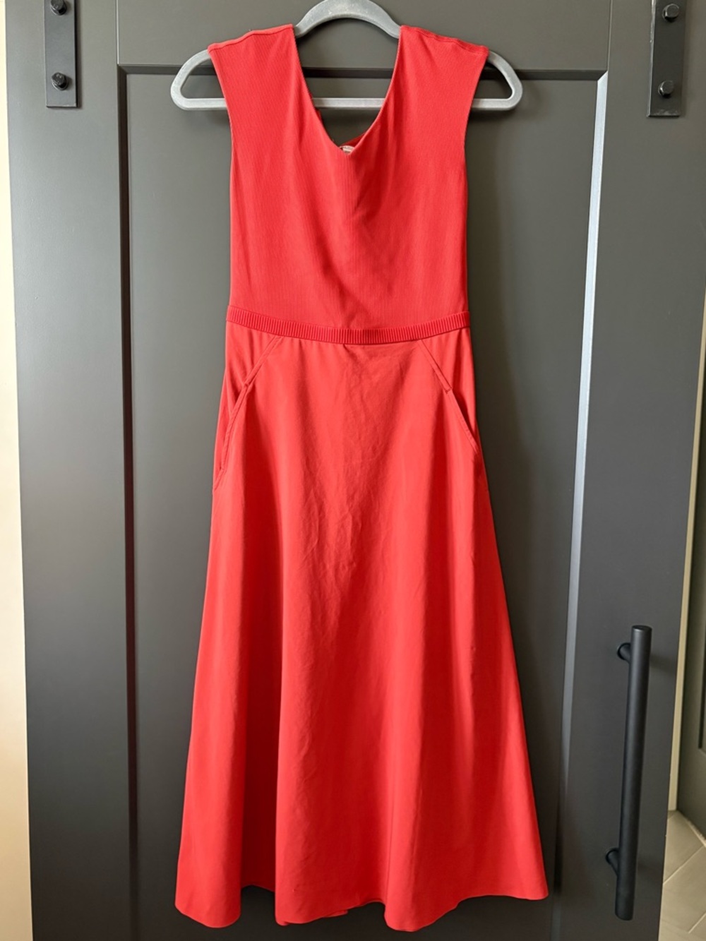 Athleta Ryder Midi Sleeveless Dress with Pockets & Back Cutout